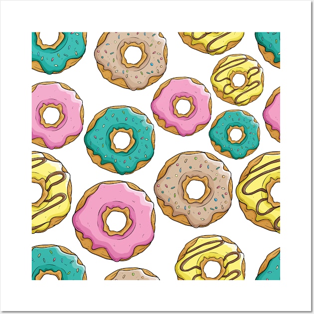 Donut Pattern Dessert Print Wall Art by bluerockproducts